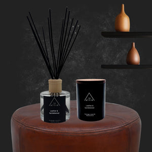 Leather & Sandalwood -  Glass Jar Candle - theattik.com.au