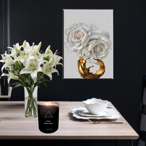 Lily & White Rose Candle - theattik.com.au